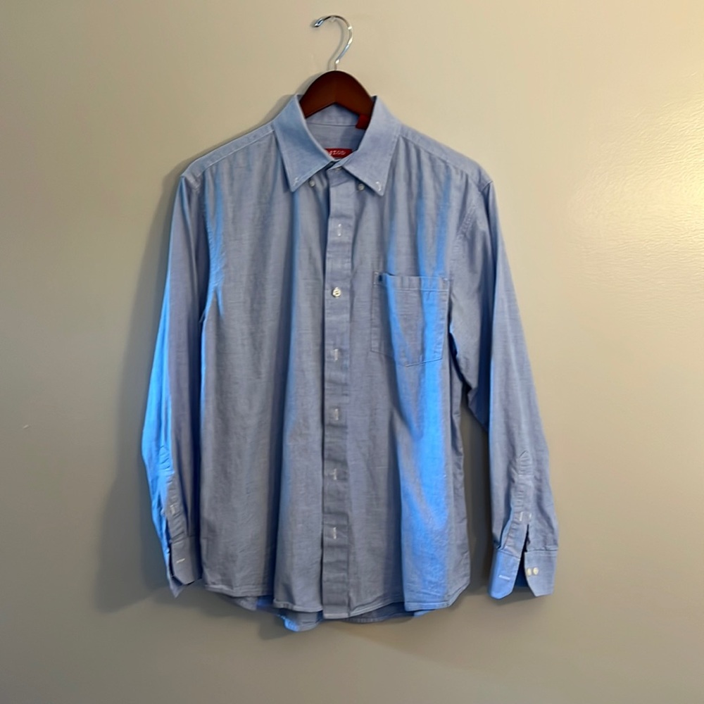 Izod Medium Blue Button Down Dress Shirt